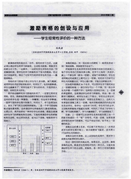 激励表格的创设与应用——学生经常性评价的一种方法