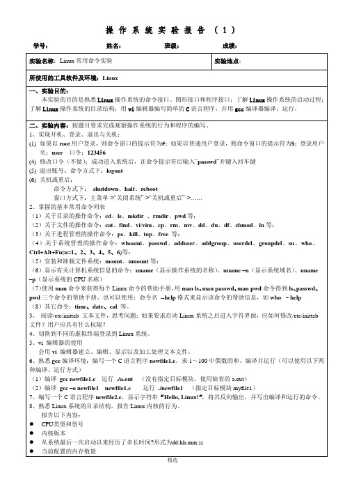 《操作系统》实验报告(1)