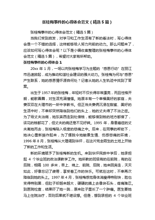 张桂梅事件的心得体会范文（精选5篇）