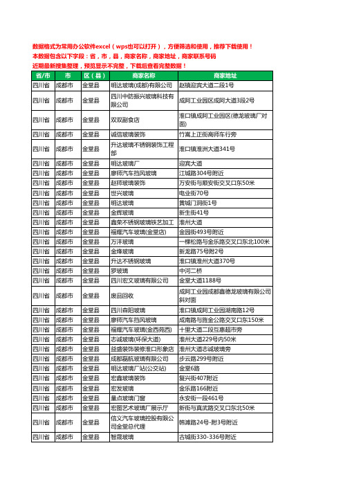 新版四川省成都市金堂县玻璃店工商企业公司名录名单大全49家