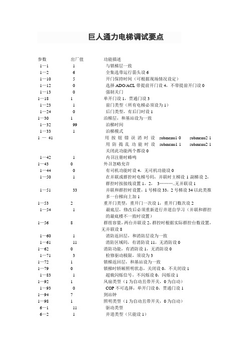 巨人通力电梯调试要点