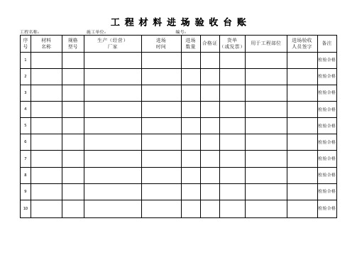 工程材料进场验收台账