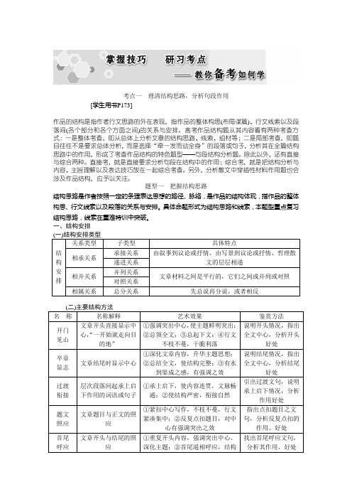 第三部分专题二考点一 理清结构思路,分析句段作用