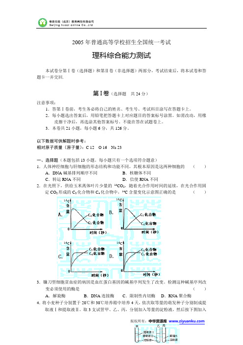 2005年高考试题——理综(福建卷)