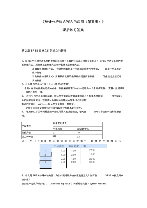 《统计分析与SPSS的应用》课后练习答案(第2章)