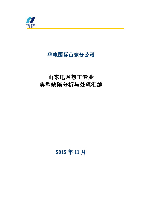 山东电网热工专业典型缺陷分析与处理汇编