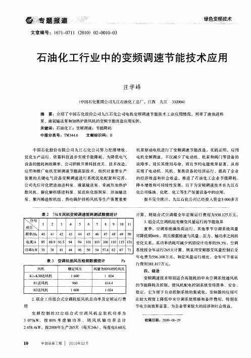 石油化工行业中的变频调速节能技术应用