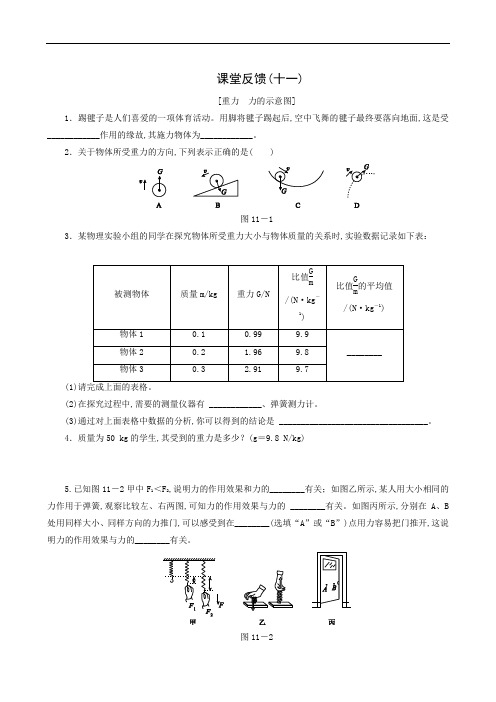 苏科版八年级物理下册同步测试：重力 力的示意图