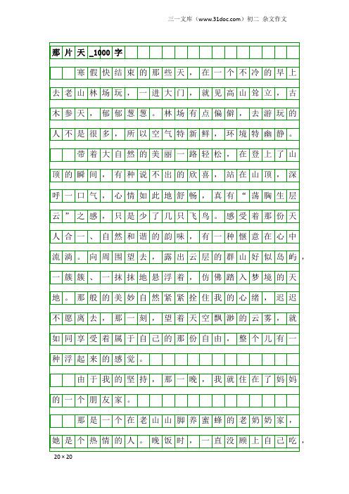 初二杂文作文:那片天_1000字
