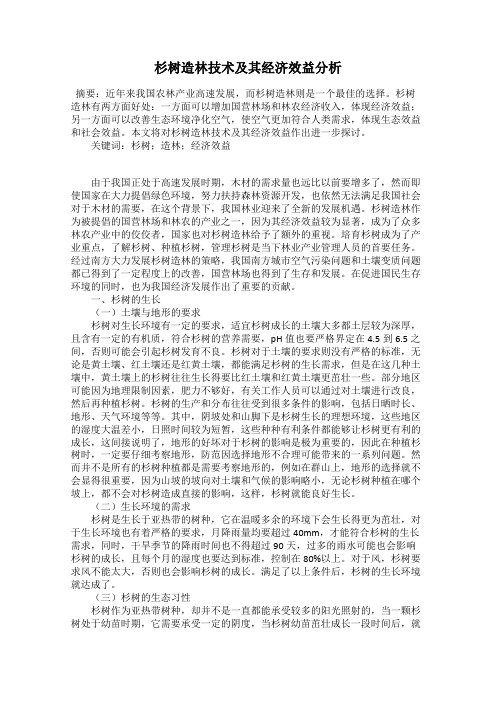 杉树造林技术及其经济效益分析