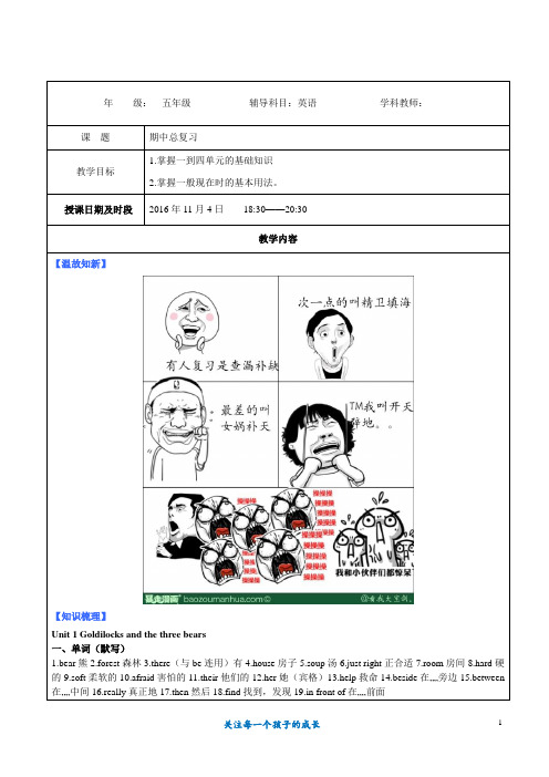 牛津小学英语 unit 1-4