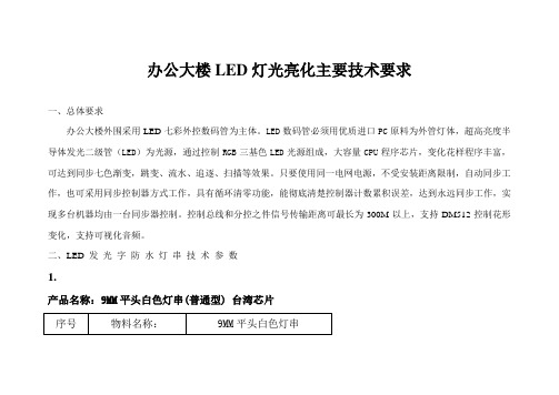 办公大楼LED灯光亮化主要技术要求