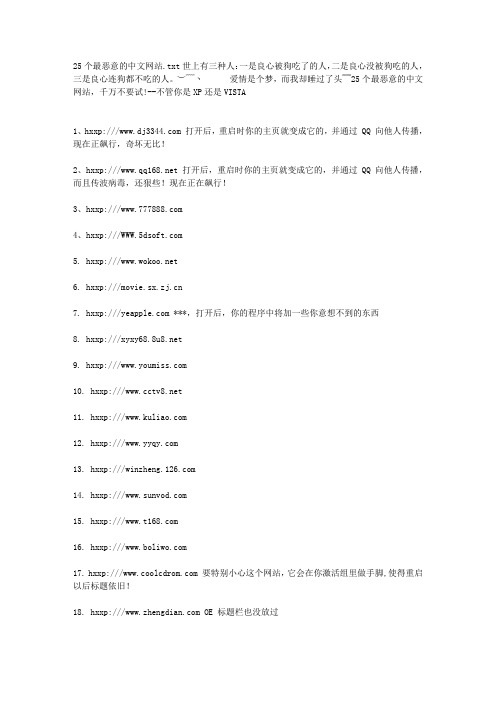 25个最恶意的中文网站