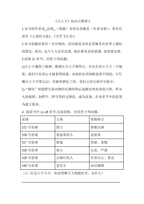 《小王子》知识点整理