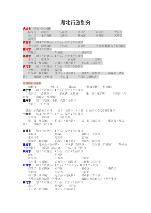 湖北行政划分