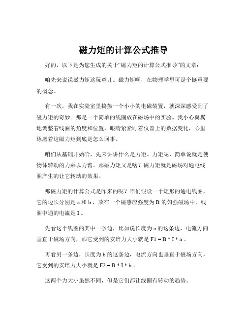 磁力矩的计算公式推导