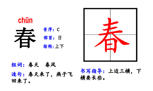 部编一年级语文下册所有生字偏旁部首、组词造句、书写指导、全解析