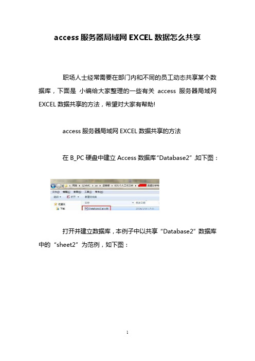 access服务器局域网EXCEL数据怎么共享