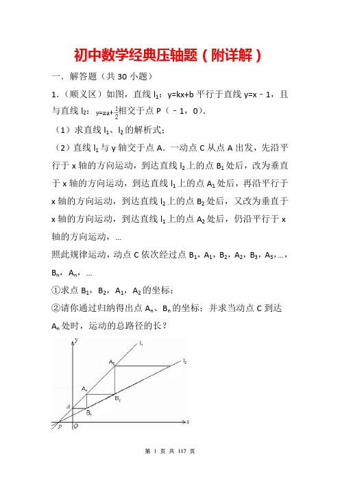 中考数学-117页初中数学经典压轴题(附答案及详解)