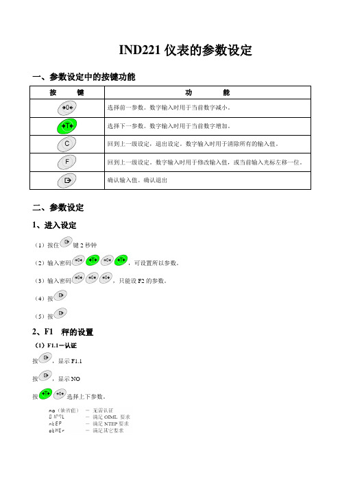 IND221参数设定