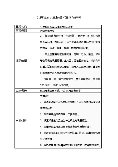 公共场所设置标语和宣传品许可