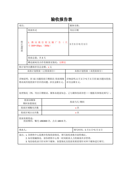 验收报告模版