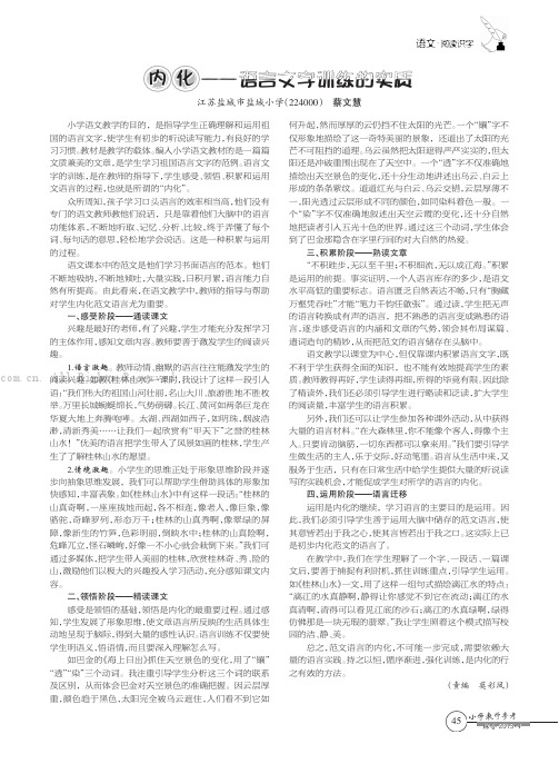 内化——语言文字训练的实质  