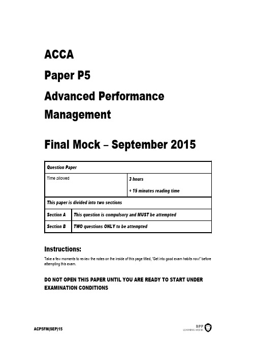 ACCA P5-finanl mock