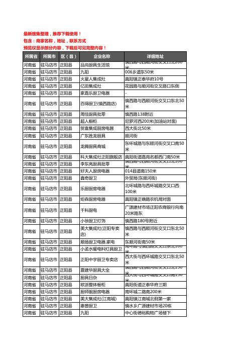 新版河南省驻马店市正阳县厨卫电器企业公司商家户名录单联系方式地址大全65家