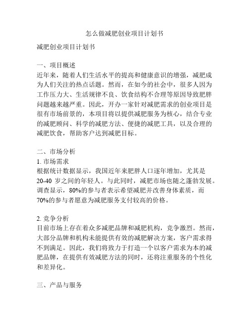 怎么做减肥创业项目计划书