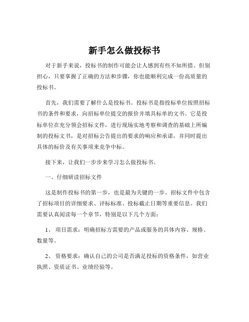 新手怎么做投标书