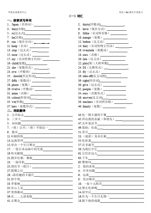 (完整word版)牛津译林版6A英语期末复习