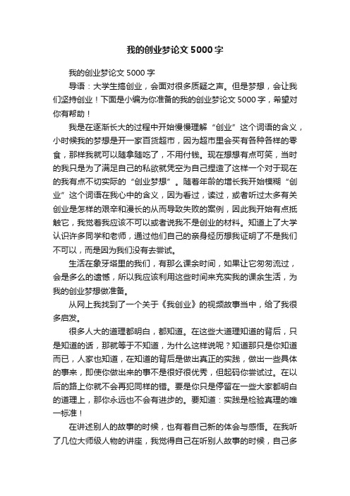 我的创业梦论文5000字