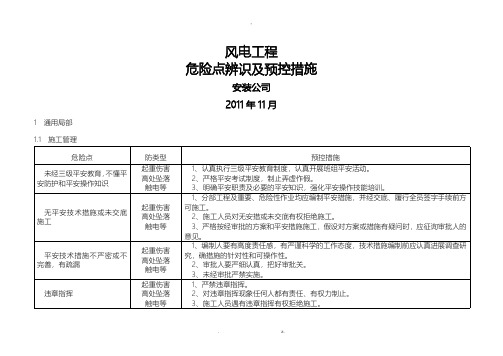 风电工程危险点辨识及预控措施