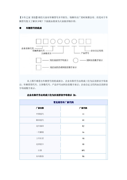 车辆型号的组成