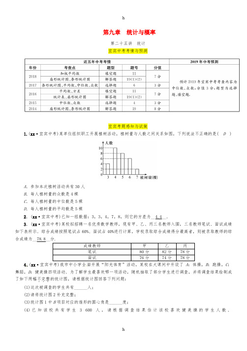 (宜宾专版)2019年中考数学总复习 第一编 教材知识梳理篇 第9章 统计与概率 第25讲 统计(精