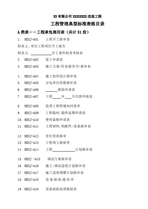 建设工程项目管理体系标准表格(143页 abcd类表格)26501