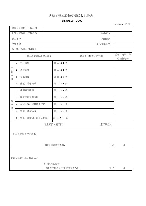 裱糊工程检验批质量验收记录表 (2)