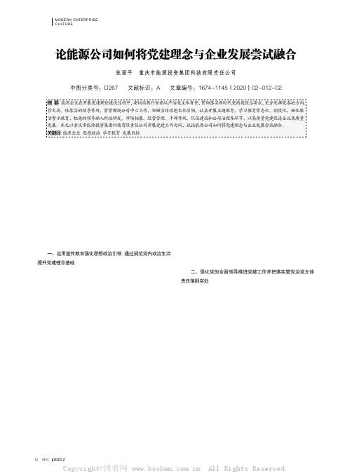 论能源公司如何将党建理念与企业发展尝试融合