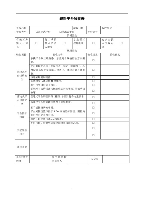 卸料平台验收表(1)精选范本