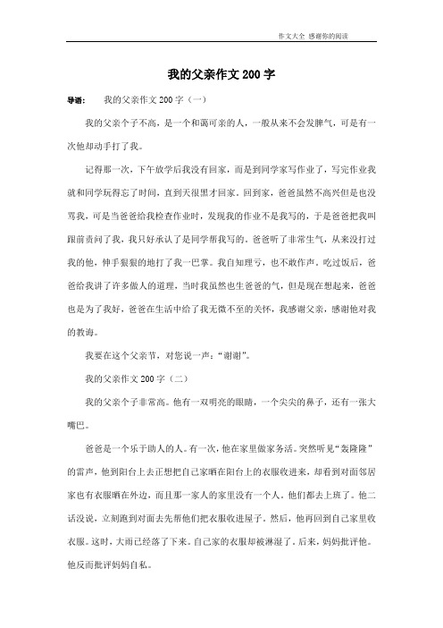 我的父亲作文200字