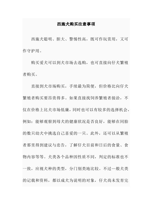 【课外阅读】西施犬购买注意事项
