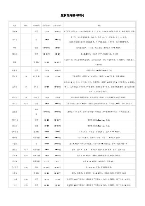 盆栽花卉播种时间和方法