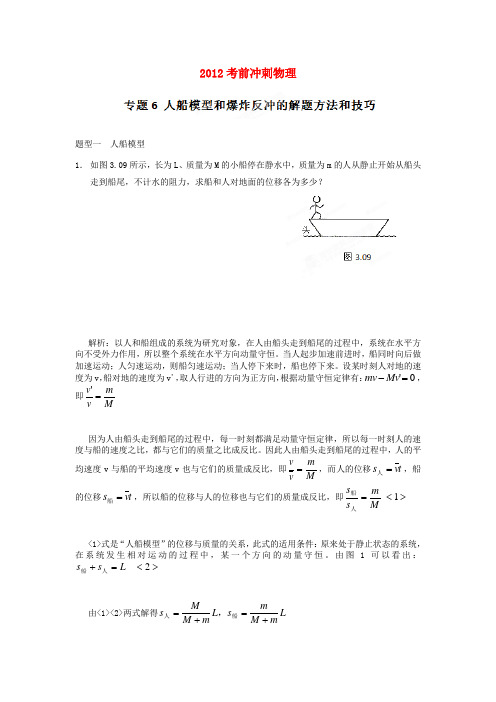 高考物理 考前冲刺Ⅱ专题06 人船模型和爆炸反冲的解题方法和技巧