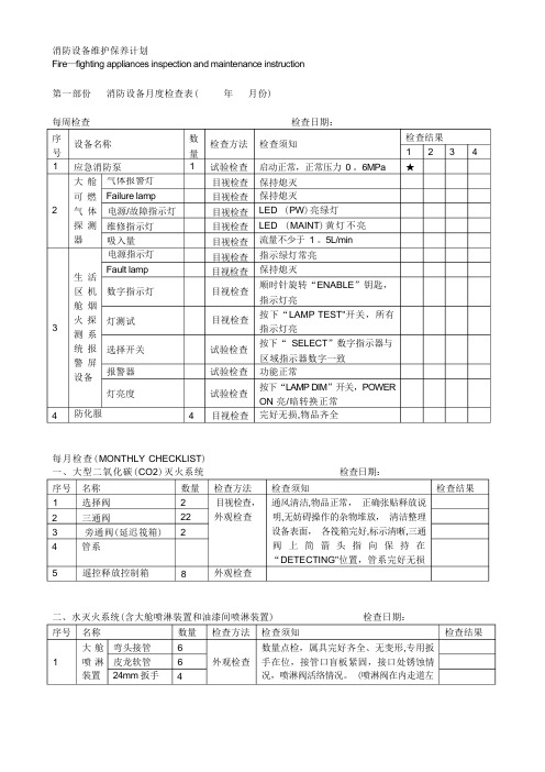 船舶消防设备维护保养计划