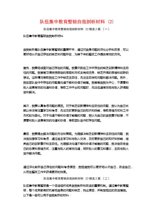 队伍集中教育整顿自我剖析材料 ()篇