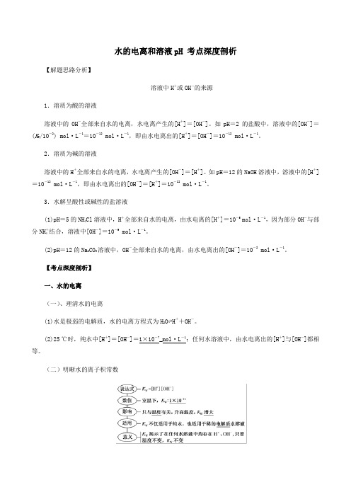 (人教版)2019-2020学年高三化学一轮复习 水的电离和溶液pH 考点深度剖析(解析版)