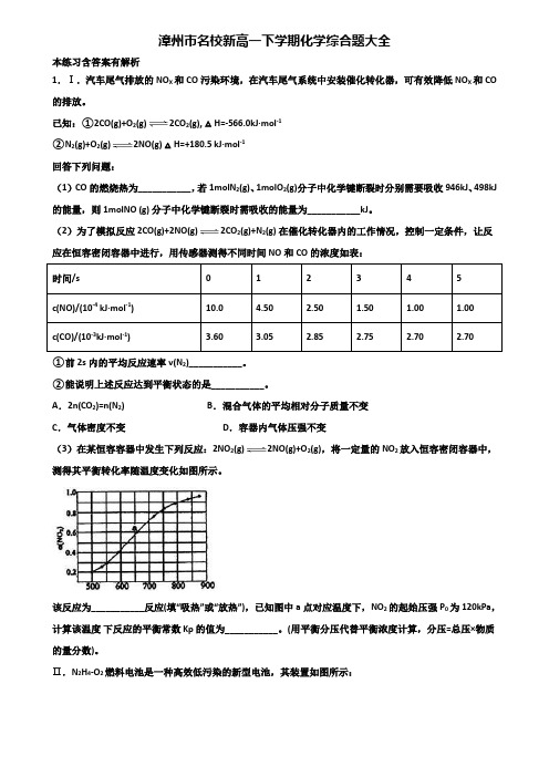 漳州市名校新高一下学期化学综合题大全含解析