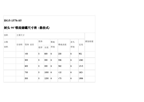 各储罐标准尺寸