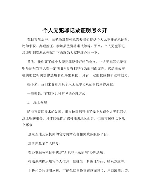 个人无犯罪记录证明怎么开